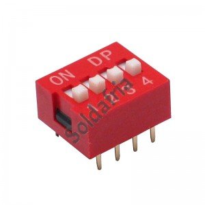 Chave Dip Switch 4 Vias 180 Graus (KF1001-04) Chave Dip Switch 4 Vias 180 Graus (KF1001-04)