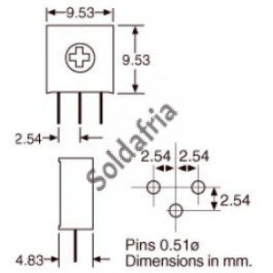 Trimpot 3386H 200K Ohms (200K/204) 1 Volta Trimpot 3386H 200K Ohms (200K/204) 1 Volta