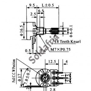 Potenciometro Linear Mini 1K L20