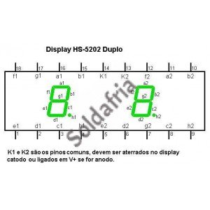 Display De Led Verde Catodo Duplo HS-5202AG