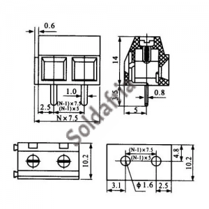 Borne KF-128 3 Terminais (KRE3/WD-128 3T) 180 Graus