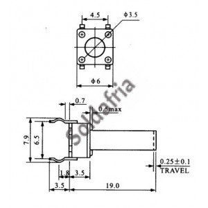Chave Tactil 6x6x19mm 4 Terminais Chave Tactil 6x6x19mm 4 Terminais