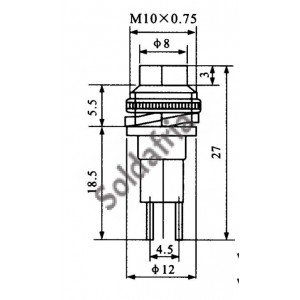 Chave Push Button DS-316 Sem Trava Vermelha