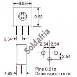 Trimpot 3386H 50K Ohms (50K/503) 1 Volta