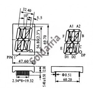 Display De Led Alfanumerico Verde Catodo HS-23102AG