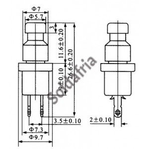 Chave Push Button PBS-110 Sem Trava Preta