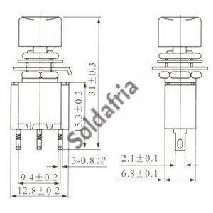 Chave Push Button DS-612 Sem Trava Preta