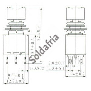 Chave Push Button DS-622 Sem Trava Preta Chave Push Button DS-622 Sem Trava Preta