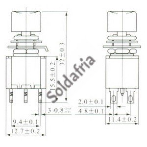 Chave Push Button DS-622 Sem Trava Preta