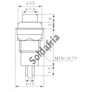 Chave Push Button DS-211 Com Trava Preta