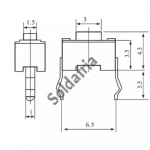 Chave Tactil 3x6x5mm 2T 180 Graus SMD Chave Tactil 3x6x5mm 2T 180 Graus SMD