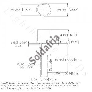 Led Topo Plano Transparente 5mm Azul