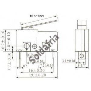 Chave Micro Switch KW11-3Z-5-3T - 18MM Chave Micro Switch KW11-3Z-5-3T - 18MM