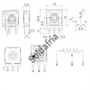 Trimpot 1M Ohms (1M/105) Vertical 14mm