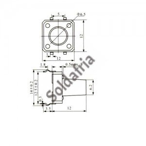 Chave Tactil 12x12x12mm 4 Terminais Chave Tactil 12x12x12mm 4 Terminais