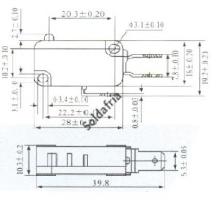 Chave Micro Switch KW11-7-6 Terminais Espaçados