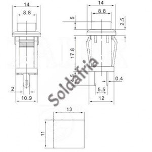 Chave Push Button DS-429 Vermelha 2T Com Trava