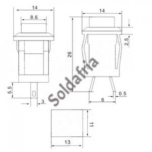 Chave Push Button DS-431 Preta 2T Sem Trava