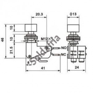 Chave Push Button DS-438 Sem Trava Preta