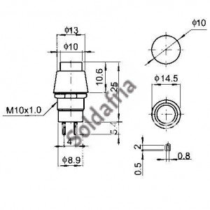 Chave Push Button DS-451 Sem Trava Azul 2T