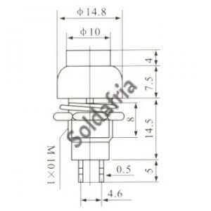 Chave Push Button DS-461 Sem Trava Vermelha 2T