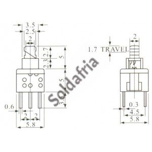 Chave Botão 5,8x5,8 Mm Sem Trava