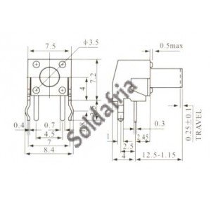 Chave Tactil KFC-A06-W1-12,5mm 4T 90 Graus Chave Tactil KFC-A06-W1-12,5mm 4T 90 Graus