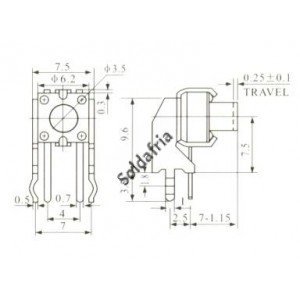 Chave Tactil KFC-A06-W6-6mm 4 Terminais 90 Graus