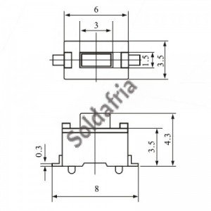 Chave Tactil 3x6x4,3mm 2T 180 Graus SMD Chave Tactil 3x6x4,3mm 2T 180 Graus SMD
