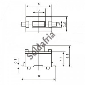 Chave Tactil 3x6x4,3mm 2T 180 Graus SMD