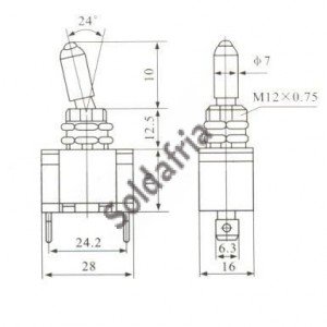 Chave Alavanca ASW-07 Sem Led 2 Terminais Sem Parafuso