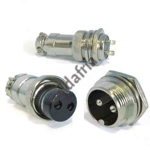 Conector Mike LS-3001-3008 2 Vias Prateado Macho E Fêmea