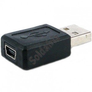 Adaptador Mini USB 5 Pinos Fêmea Para USB A Macho