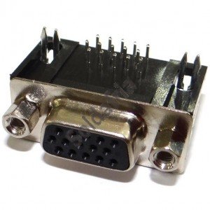 Conector HD15 Femea 90 Graus Solda Placa (DB15 VGA/DE15)