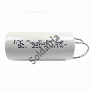 Capacitor De Partida 50uF X 250V Frequência: 50/60Hz Com Cabo Temperatura: -25+85ºC