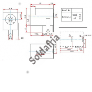 Jack J4 DC-005 P/ Placa 2,5mm X 5,5mm Jack J4 DC-005 P/ Placa 2,5mm X 5,5mm