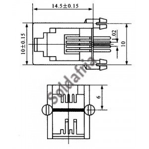 Jack RJ11 4P4C YH55-01 Para Placa Jack RJ11 4P4C YH55-01 Para Placa