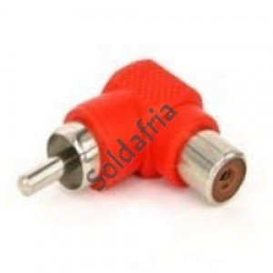 Adaptador Plug RCA 90 Graus Para Jack RCA Vermelho Níquel