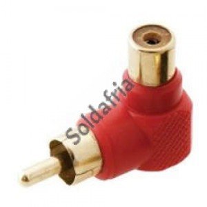 Adaptador Plug RCA 90 Graus Para Jack RCA Vermelho Gold