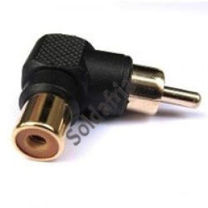 Adaptador Plug RCA 90 Graus Para Jack RCA Preto Gold