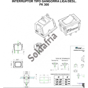 Chave Gangorra FK-300-1-1-A L/D Preta 6A Com Gravação