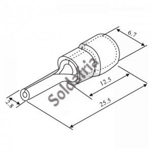 Terminal Tipo Pino PTV-5,5-13 Amarelo Isolado 12/10 AWG