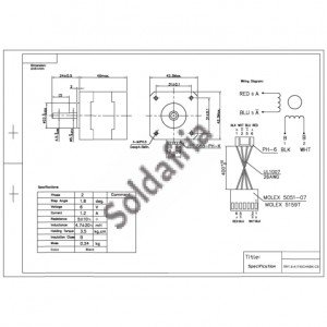 Motor De Passo Nema 17 - 3,5Kgf.cm - 1,2A - 1,8 Grau - SM1.8-A1740CHNBK-CS