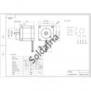 Motor De Passo Nema 23 - 12kgf.cm - 3,92A - 1,8 Grau - SM1.8-D12-CS