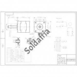 Motor De Passo Nema 17 11,8kgf.cm 2,5A 1,8G SM1.8-A1744BKTR8X8-CS Motor De Passo Nema 17 11,8kgf.cm 2,5A 1,8G SM1.8-A1744BKTR8X8-CS