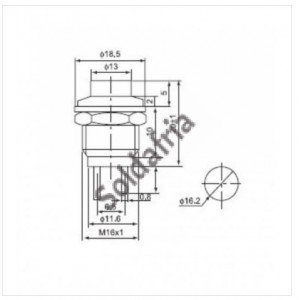 Chave Push Button DS-212 Sem Trava Metal Vermelha