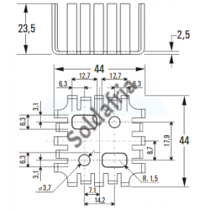 Dissipador de Calor 180648 Com Furo Anodizado Preto