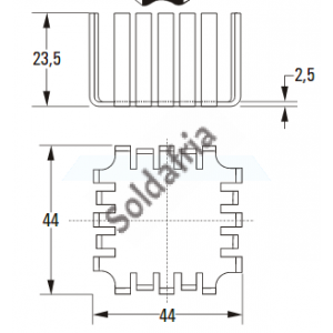 Dissipador de calor 180000 Sem Furo Anodizado Preto Dissipador de calor 180000 Sem Furo Anodizado Preto