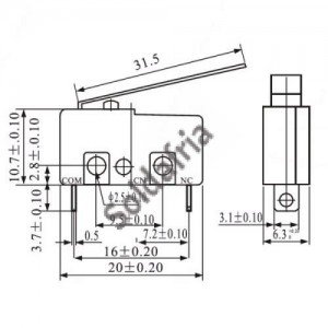 Chave Micro Switch KW11-3Z-5-3T - 31,5MM Chave Micro Switch KW11-3Z-5-3T - 31,5MM