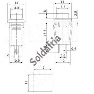 Chave Push Button DS-429 Preta 2T Com Trava Chave Push Button DS-429 Preta 2T Com Trava